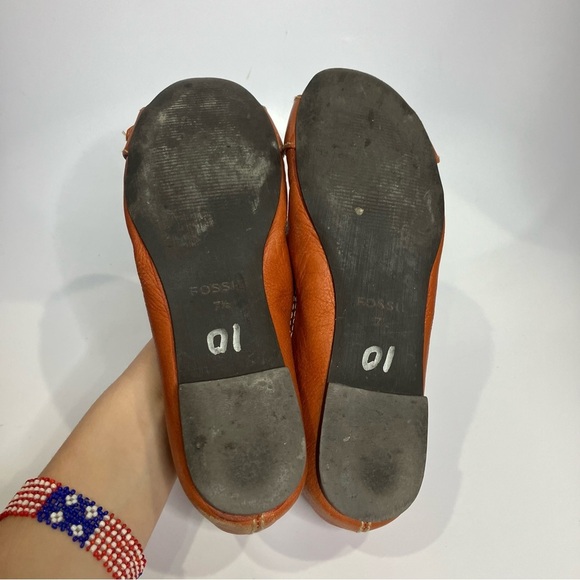 Fossil cognac leather flats shoes size 7.5 buckle Y2K - Picture 5 of 7